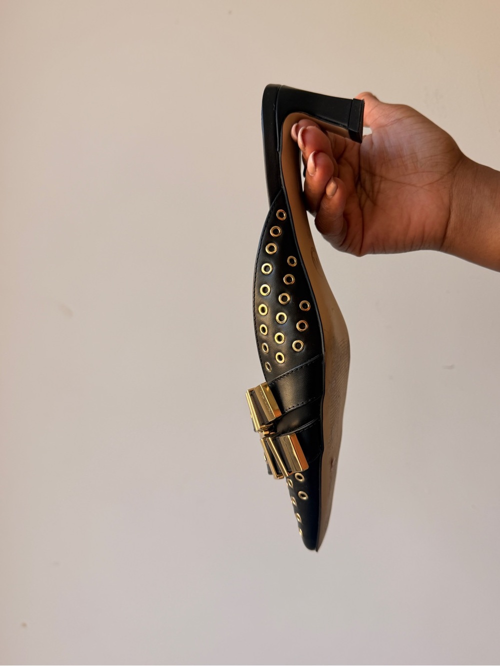 MICHAEL Michael Kors Black Leather Studded Buckle Mules - Picture 9 of 10